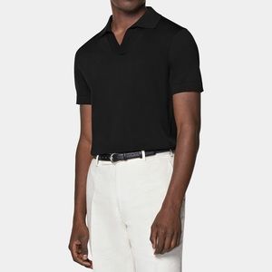 SuitSupply Black Buttonless Polo